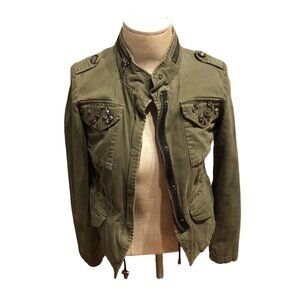 Women's Celebrity Pink Cargo Jacket Olive Green Army Medium Bedazzled
